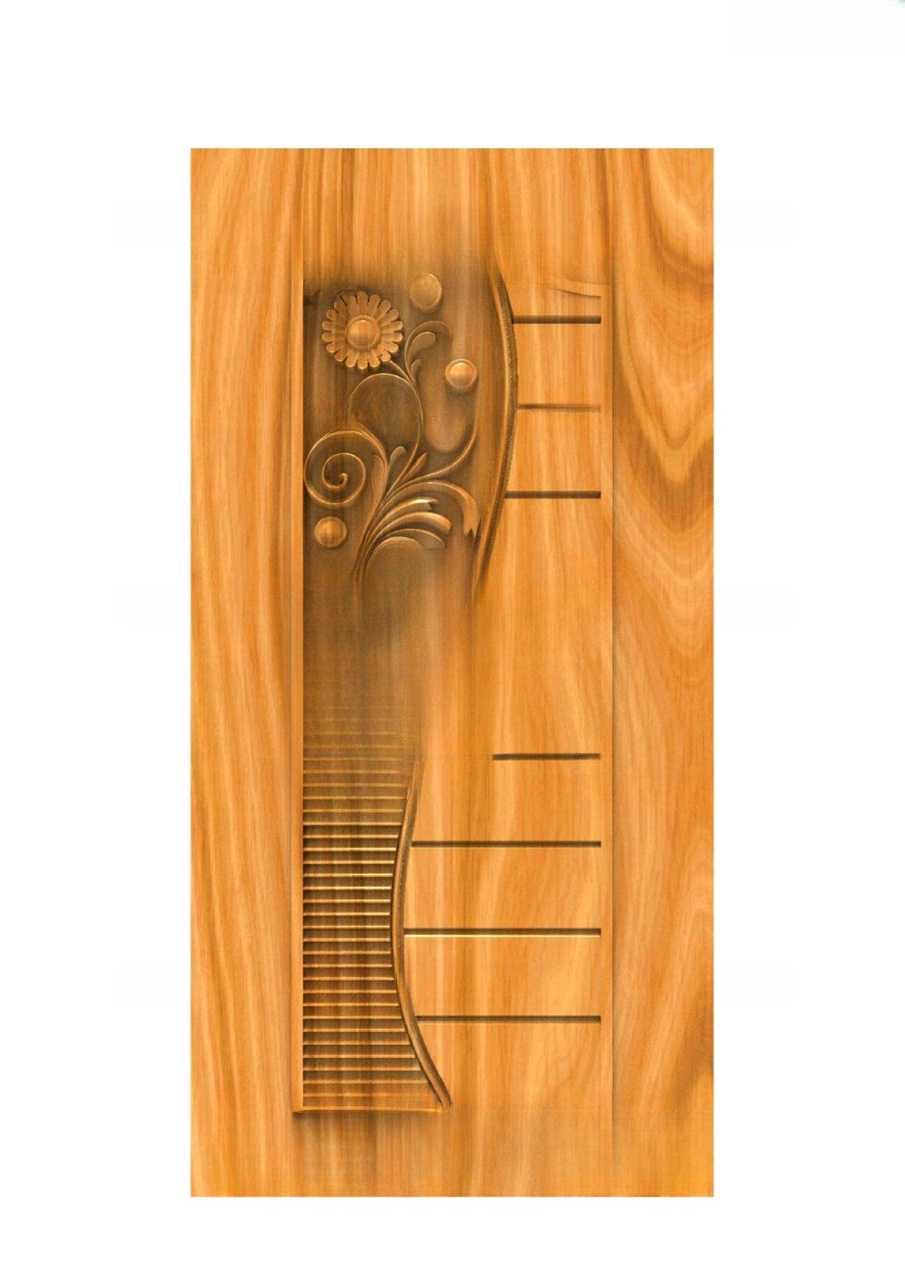 GSK HT - PAGE-02 Floral Minimalist Modern Door 3D Relief Carving Design